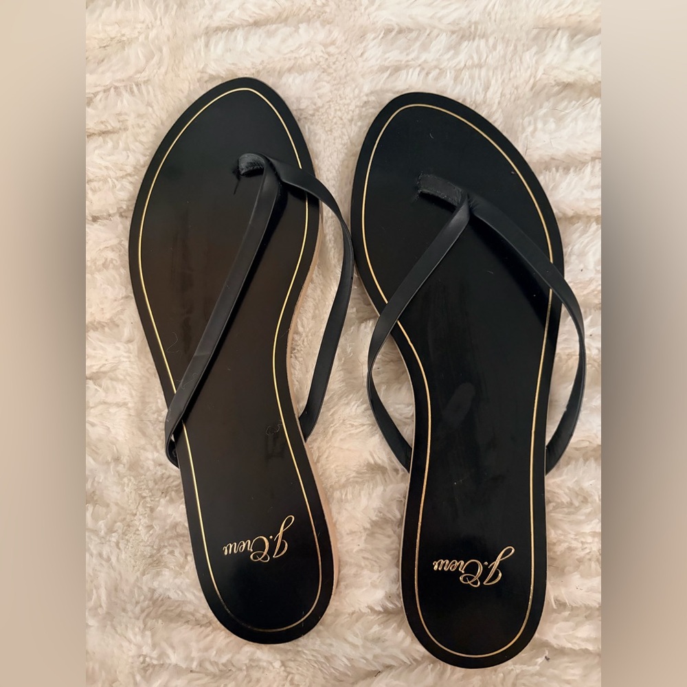 J. Crew Black Sandals with Gold Trim size 7